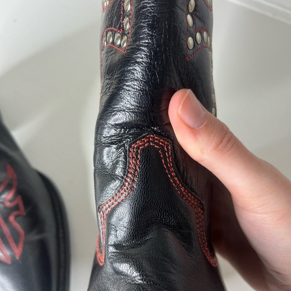 Frye Daisy Duke Black and Red Embellished Cowboy Country Western Boots - Size 9M - Picture 7 of 12